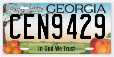 GA license plate CEN9429