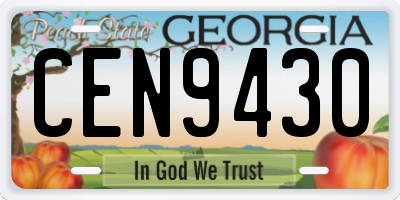 GA license plate CEN9430