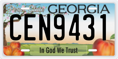 GA license plate CEN9431