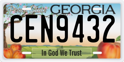 GA license plate CEN9432