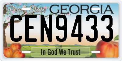 GA license plate CEN9433