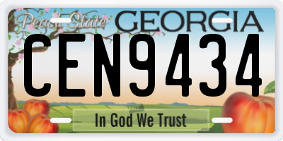 GA license plate CEN9434