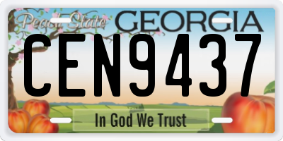 GA license plate CEN9437