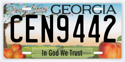 GA license plate CEN9442