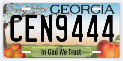 GA license plate CEN9444
