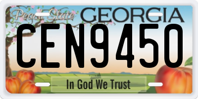 GA license plate CEN9450