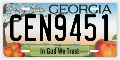 GA license plate CEN9451