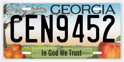 GA license plate CEN9452