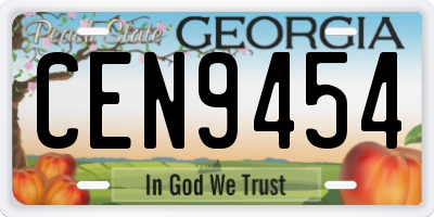 GA license plate CEN9454