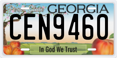 GA license plate CEN9460