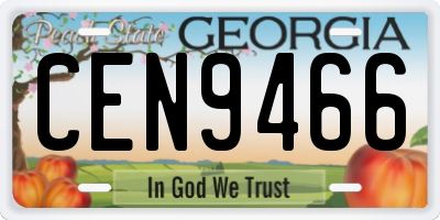GA license plate CEN9466