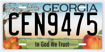 GA license plate CEN9475