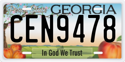 GA license plate CEN9478