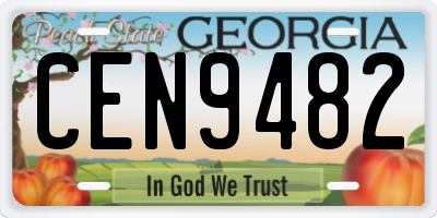 GA license plate CEN9482