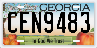 GA license plate CEN9483