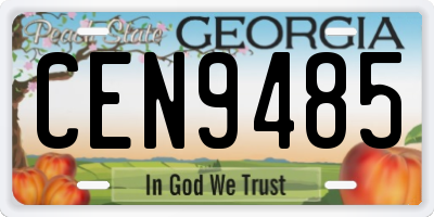 GA license plate CEN9485