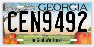GA license plate CEN9492