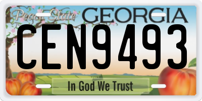 GA license plate CEN9493