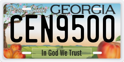 GA license plate CEN9500