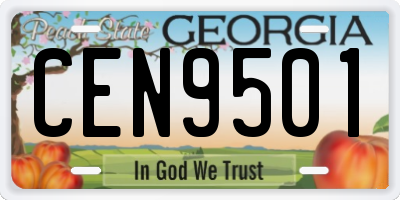 GA license plate CEN9501