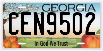 GA license plate CEN9502