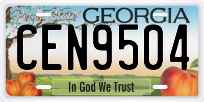 GA license plate CEN9504