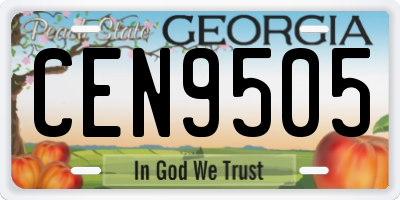 GA license plate CEN9505