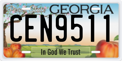 GA license plate CEN9511