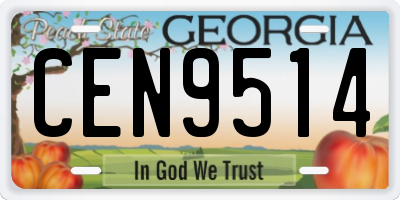 GA license plate CEN9514