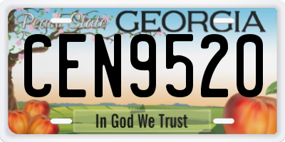 GA license plate CEN9520