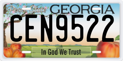 GA license plate CEN9522
