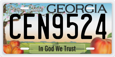 GA license plate CEN9524