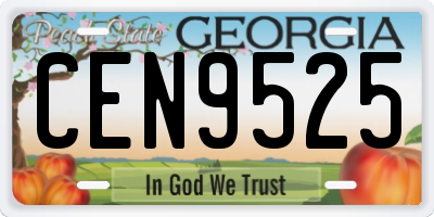 GA license plate CEN9525