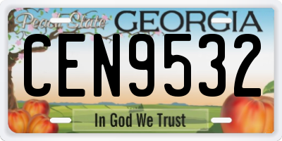 GA license plate CEN9532