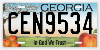 GA license plate CEN9534
