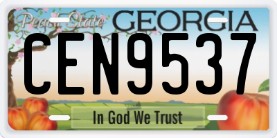 GA license plate CEN9537
