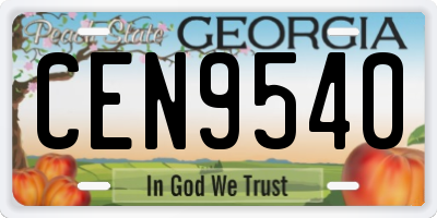 GA license plate CEN9540