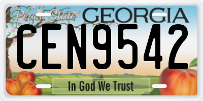 GA license plate CEN9542