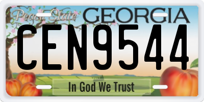 GA license plate CEN9544
