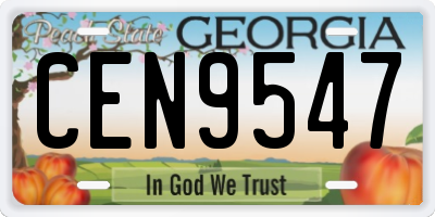 GA license plate CEN9547