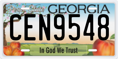 GA license plate CEN9548