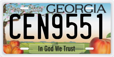 GA license plate CEN9551