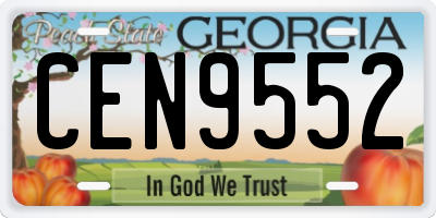 GA license plate CEN9552