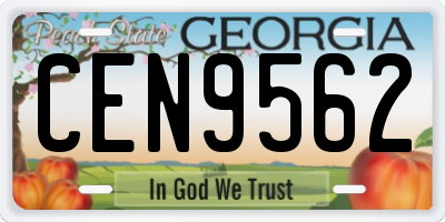 GA license plate CEN9562