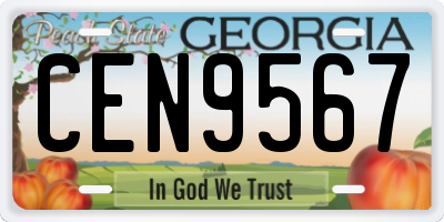 GA license plate CEN9567