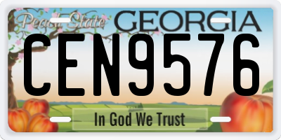 GA license plate CEN9576