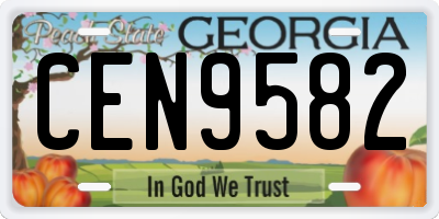 GA license plate CEN9582