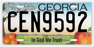 GA license plate CEN9592