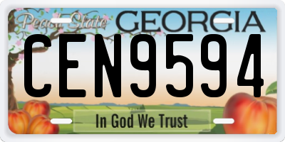 GA license plate CEN9594
