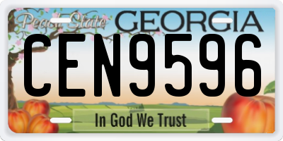 GA license plate CEN9596